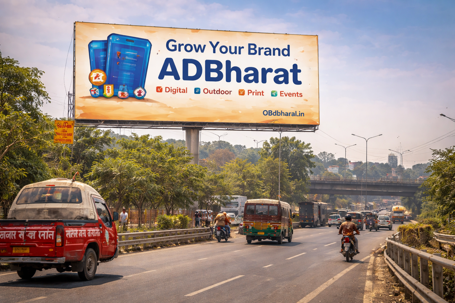Hand-painted wall branding in a local market